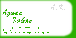 agnes kokas business card